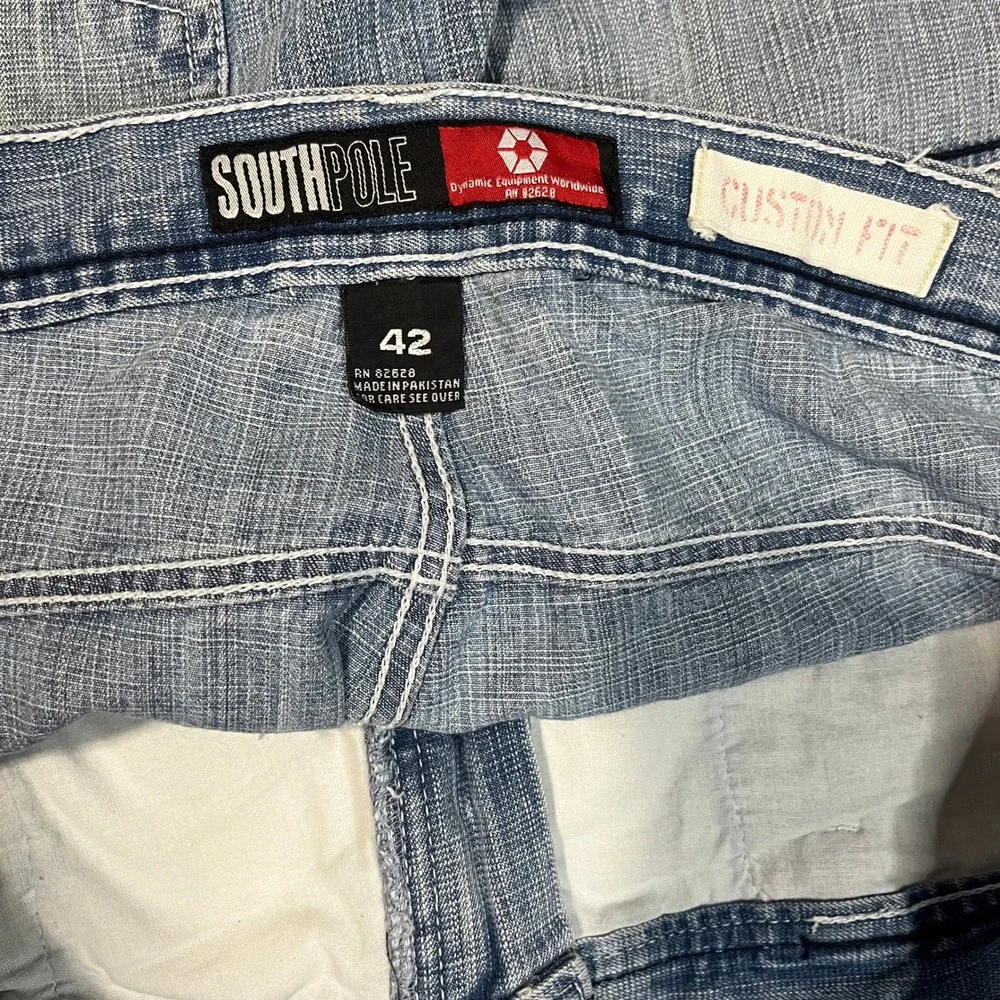 Southpole Mens 42x28 Baggy Light Wash Jeans Red Tab Y2K Custom Fit Wide Leg